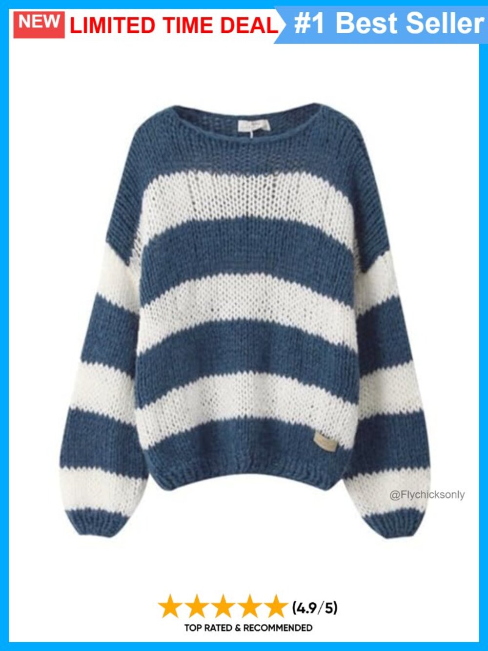 Oversized Striped Pullover Sweater Long Sleeve Knit Y2K Casual Jumper